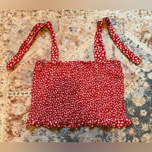 American Eagle Outfitters Red and White Floral Bandeau Top